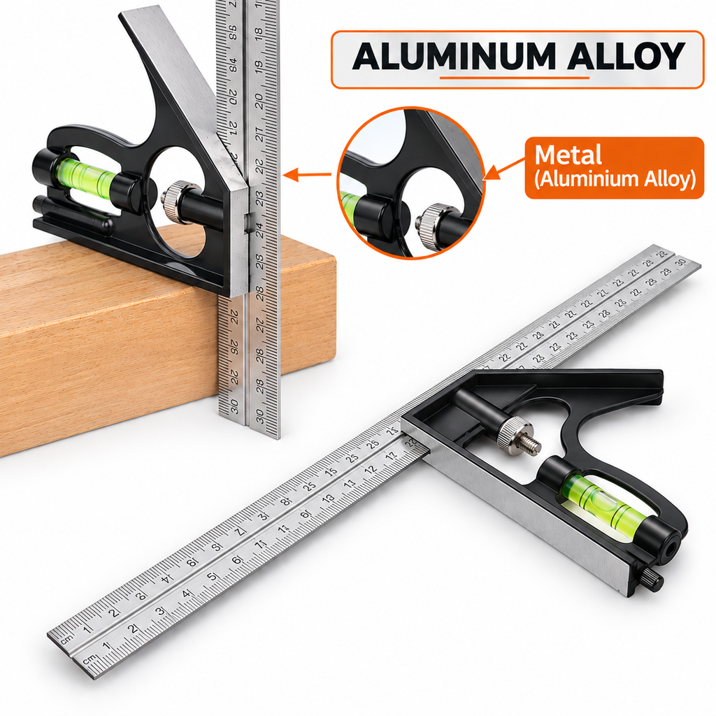 12 Inch Adjustable Combination Square, Stainless Steel 300mm