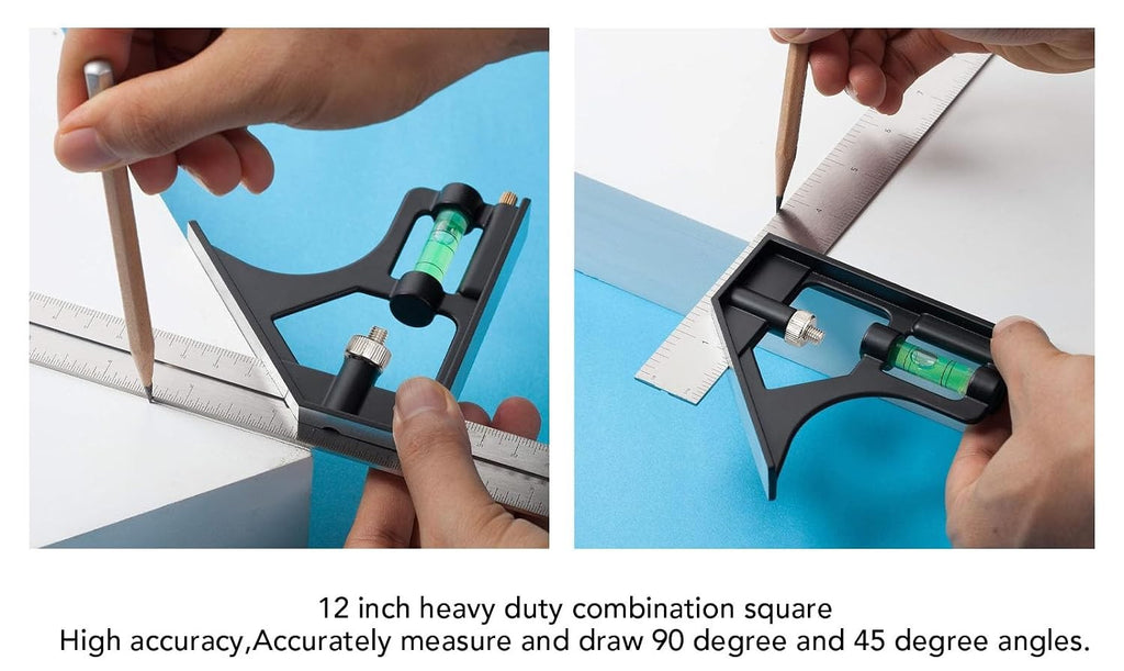 12 Inch Adjustable Combination Square, Stainless Steel 300mm
