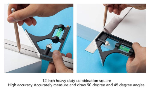 12 Inch Adjustable Combination Square, Stainless Steel 300mm