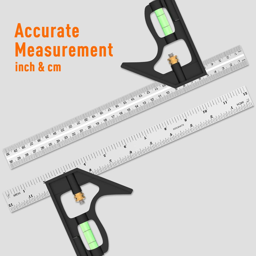12 Inch Adjustable Combination Square, Stainless Steel 300mm